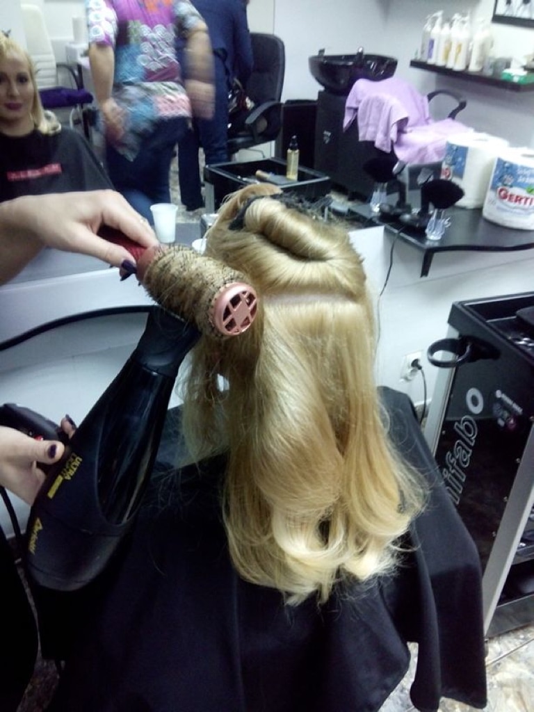 Blond Hair Styling with Dryer